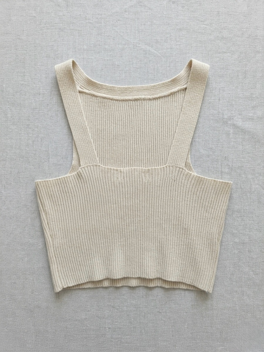 ASOS Cream Ribbed Racerback Crop Tank - Picture 2 of 3